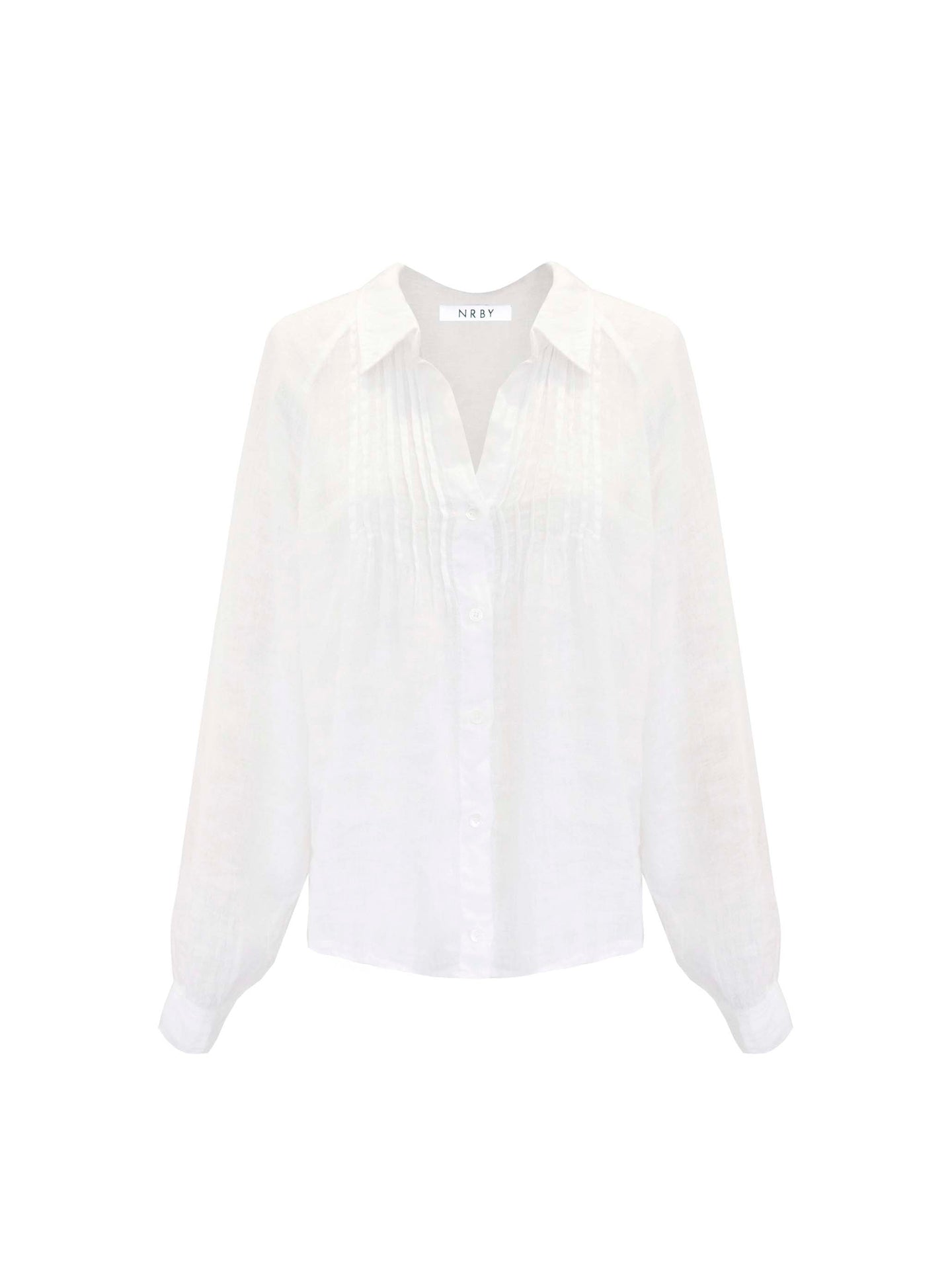 Lydia gauze linen pintuck shirt - White