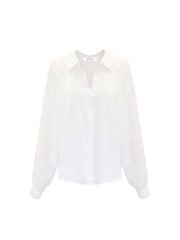 Lydia gauze linen pintuck shirt - White