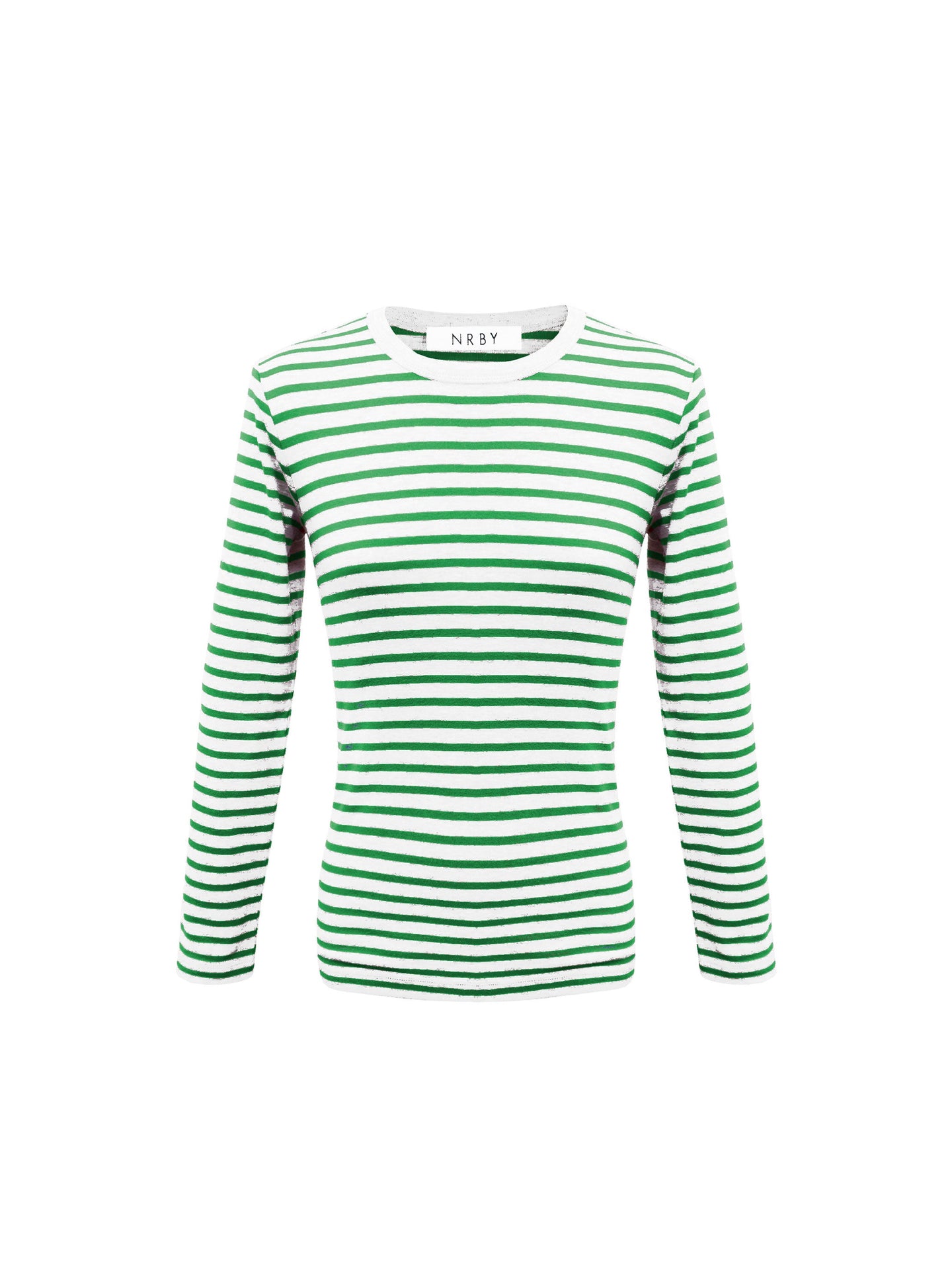 Billie cotton rib stripe t-shirt - Emerald/White
