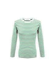 Billie cotton rib stripe t-shirt - Emerald/White