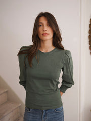 Teddy cotton crew neck T-Shirt - Khaki