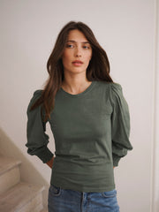 Teddy cotton crew neck T-Shirt - Khaki