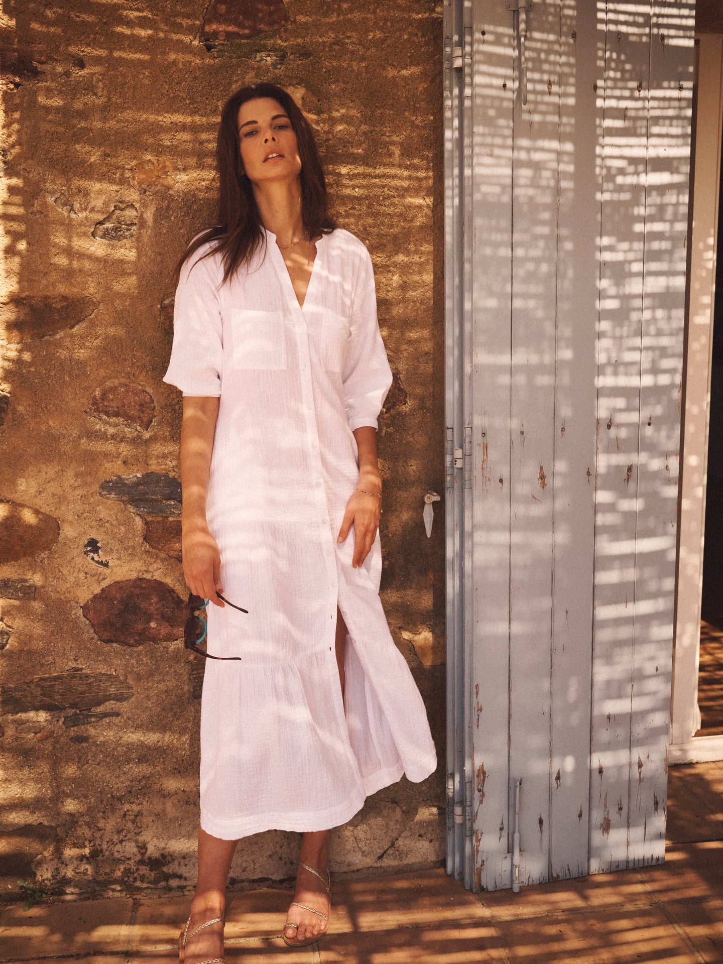 Addy cotton double cloth maxi dress - White