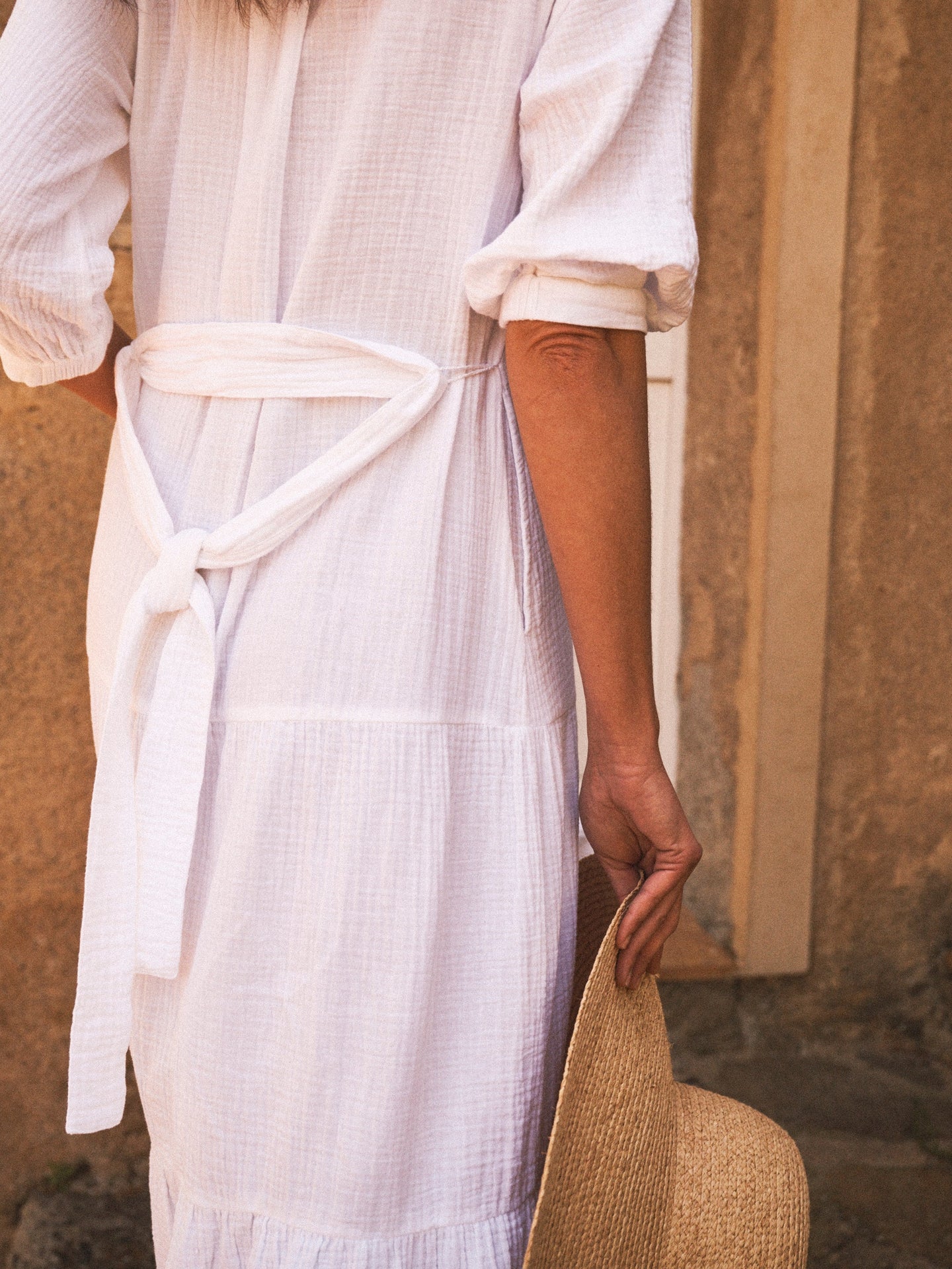 Addy cotton double cloth maxi dress - White