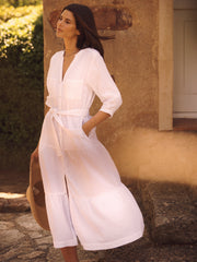 Addy cotton double cloth maxi dress - White