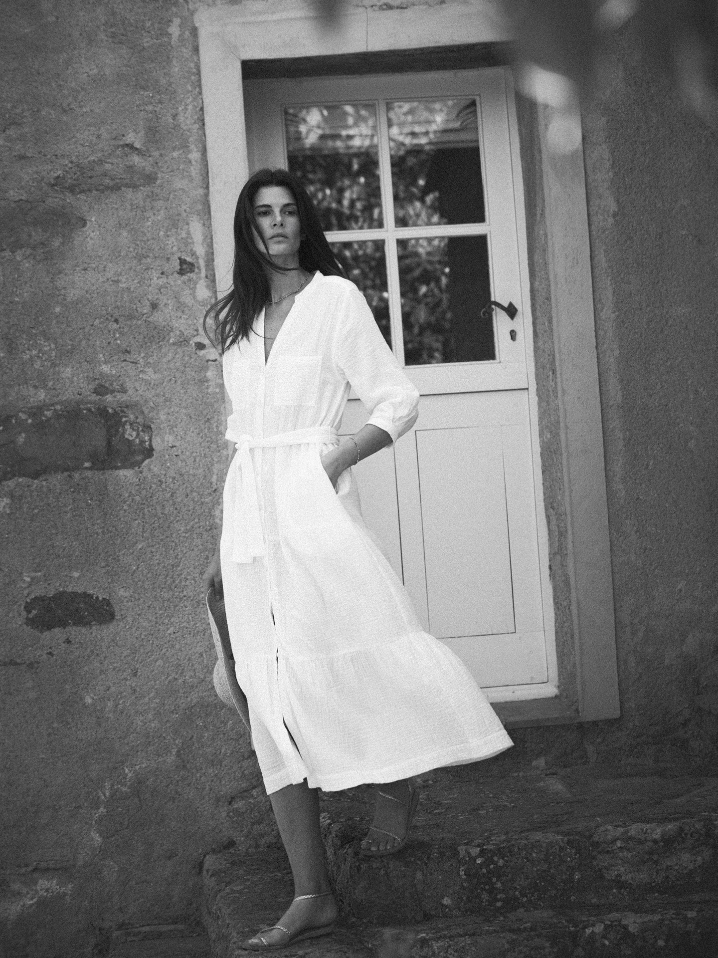 Addy cotton double cloth maxi dress - White