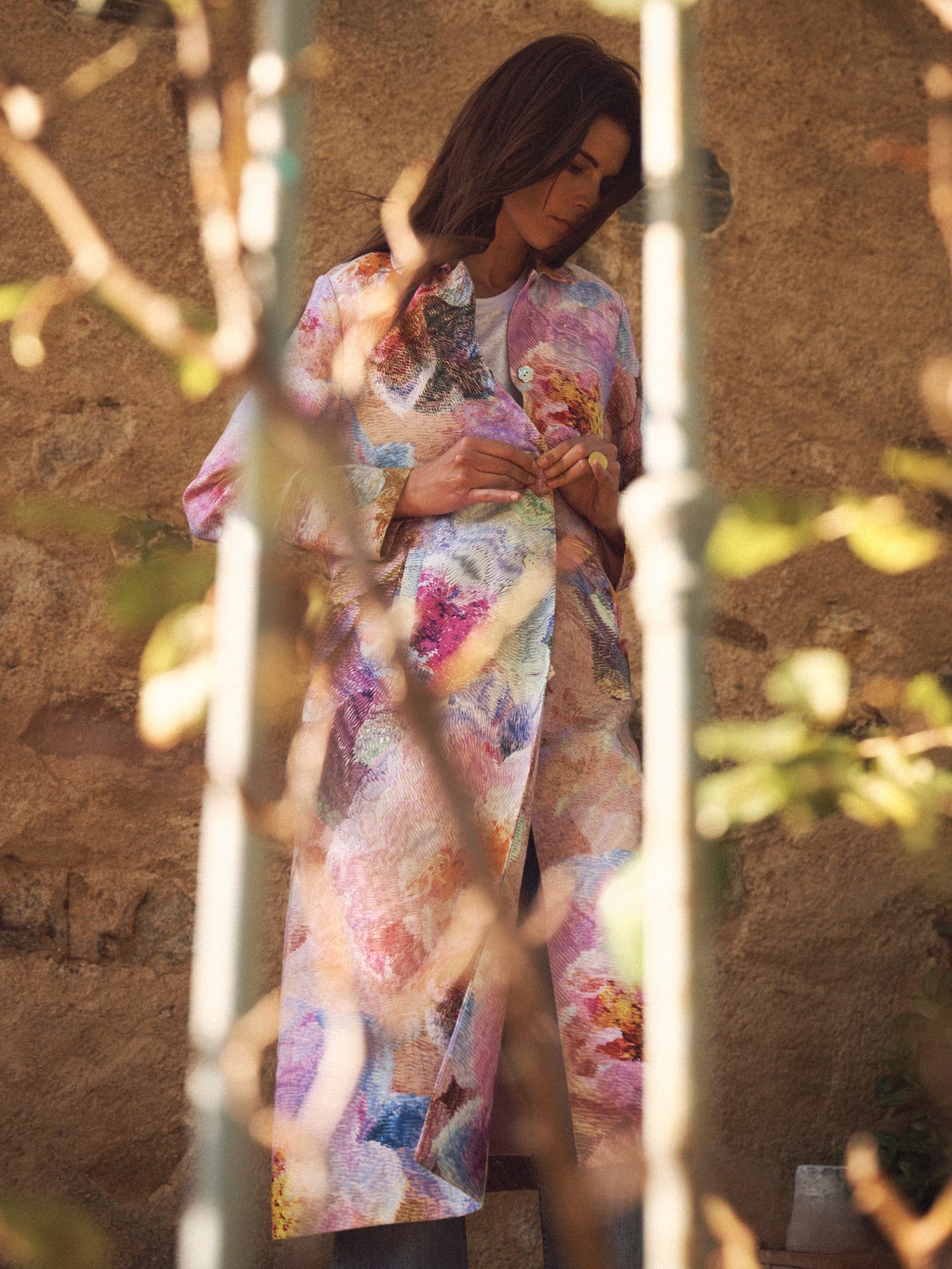 Anastasia linen etched flowers coat