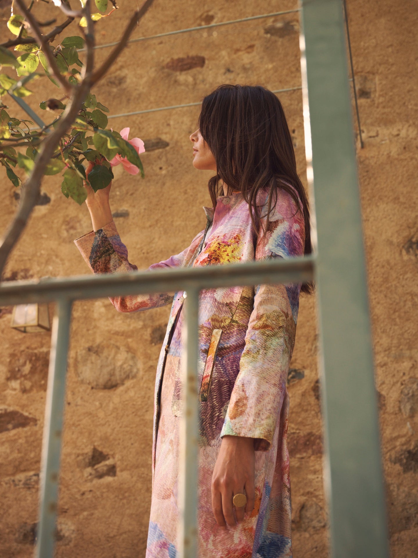 Anastasia linen etched flowers coat