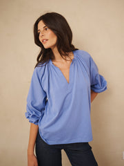 Anita cotton shirt - Azure Blue