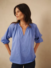 Anita cotton shirt - Azure Blue