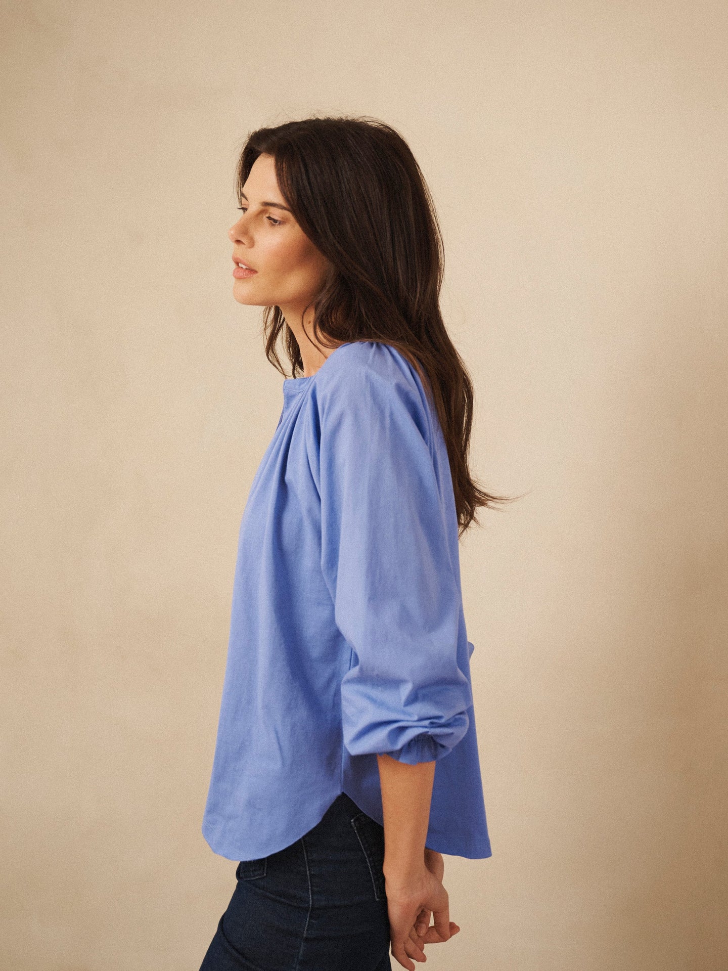 Anita cotton shirt - Azure Blue