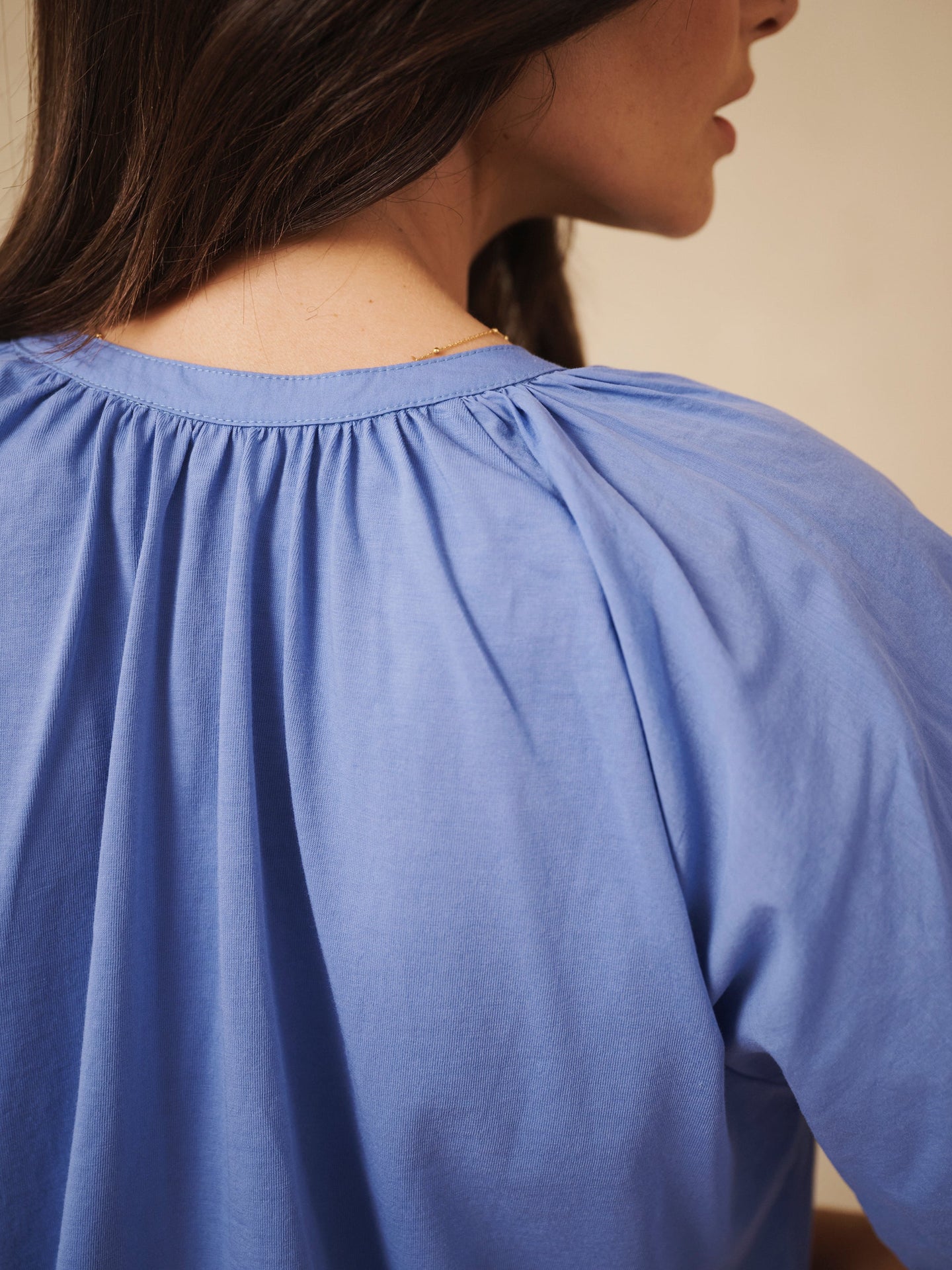 Anita cotton shirt - Azure Blue