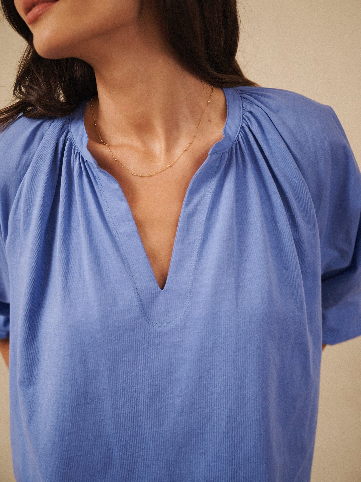 Anita cotton shirt - Azure Blue