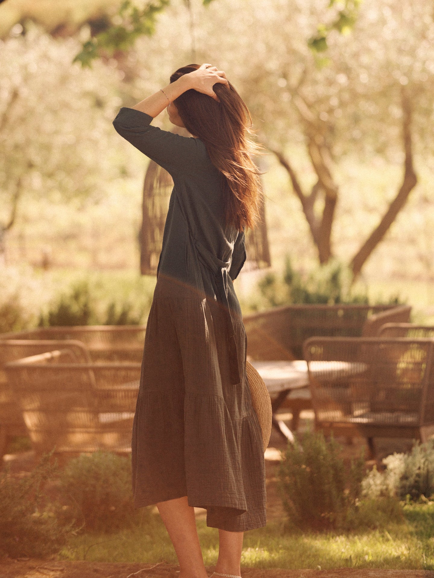 Astrid cotton double cloth maxi dress - Khaki