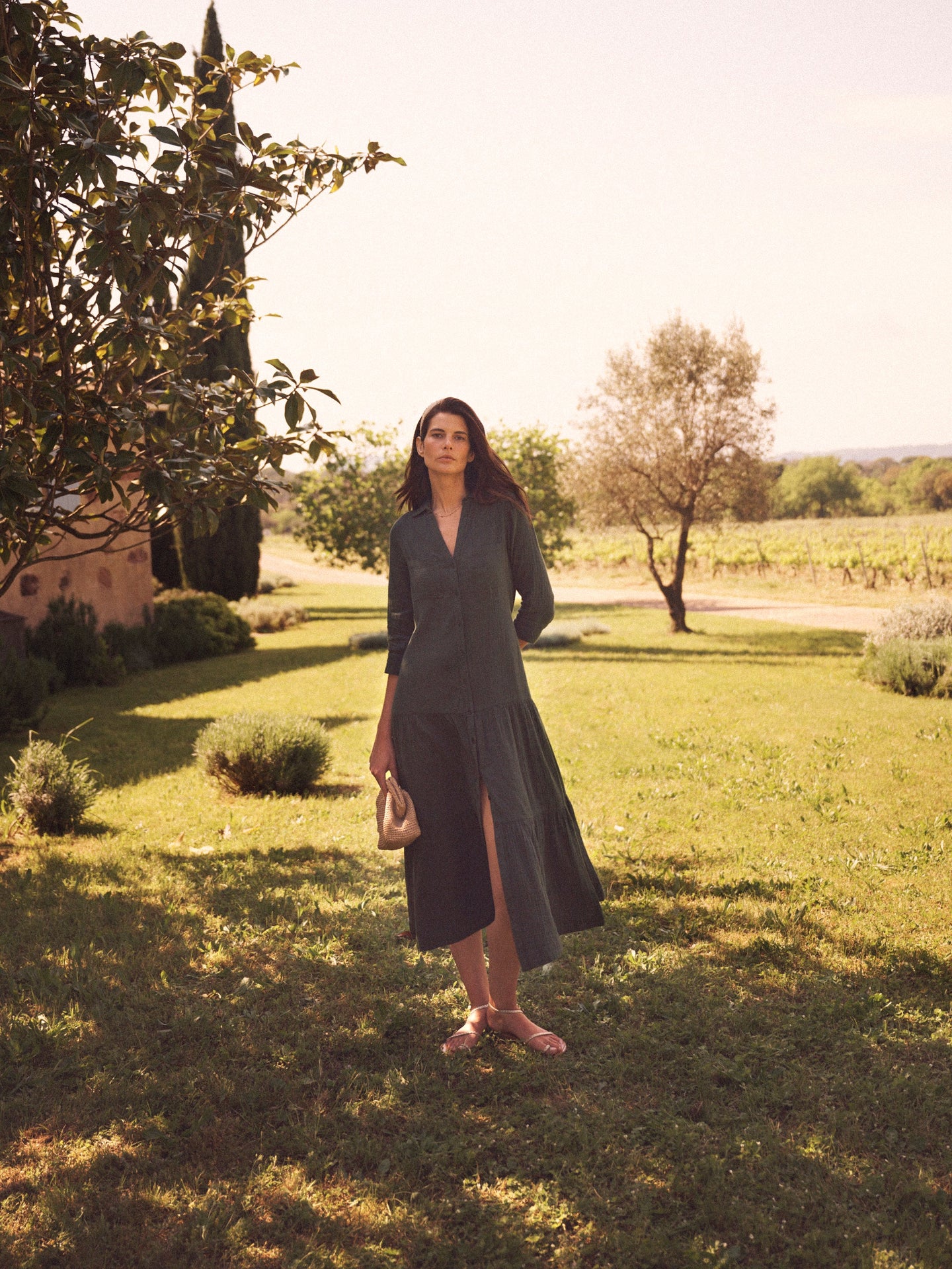 Astrid cotton double cloth maxi dress - Khaki