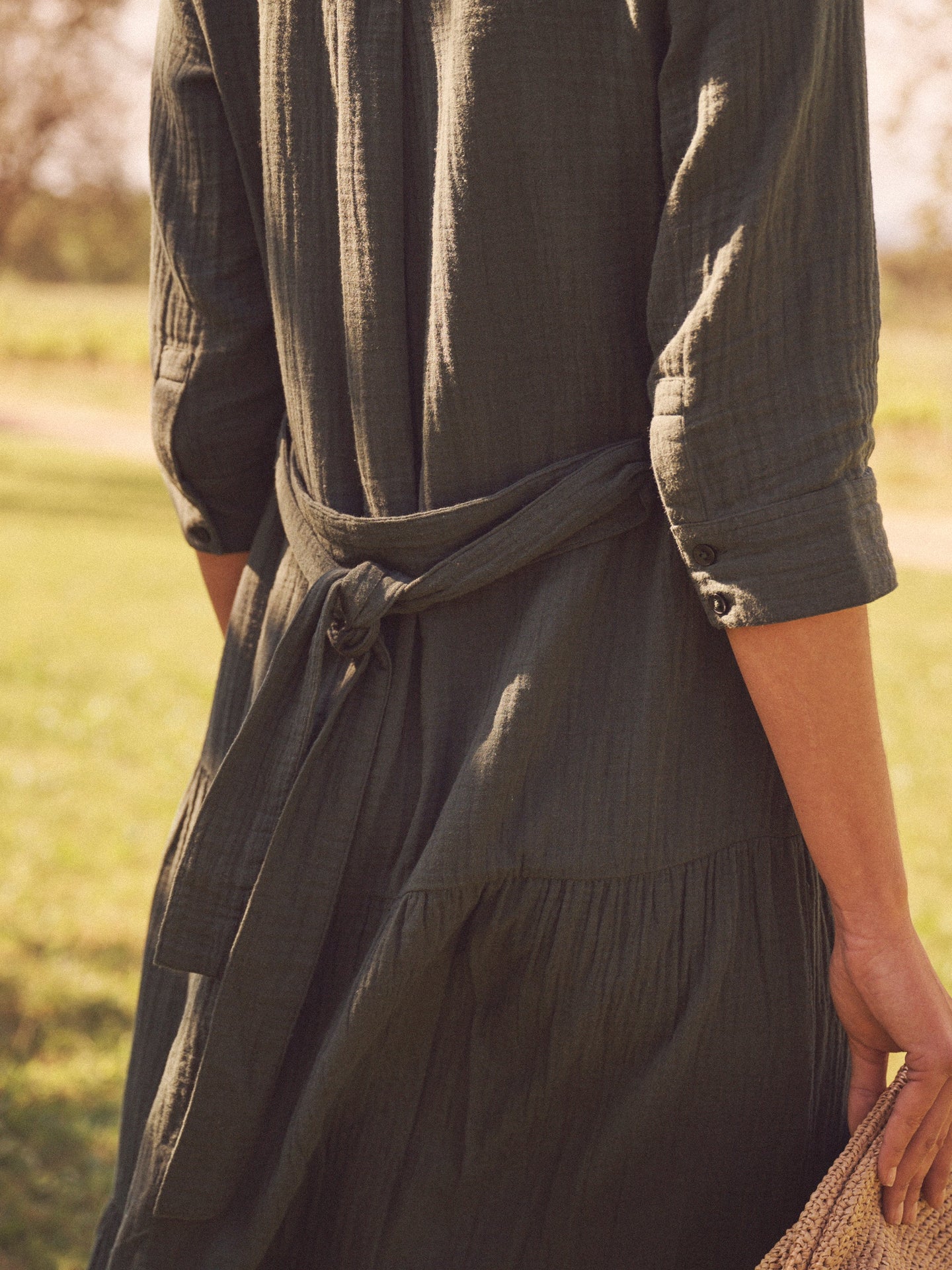 Astrid cotton double cloth maxi dress - Khaki