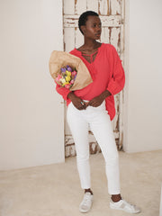 Colette cotton stretch trouser - White