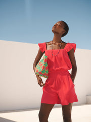 Hadleigh cotton double cloth short - Geranium