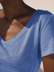 Charlie linen v neck t shirt - Azure