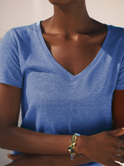 Charlie linen v neck t shirt - Azure