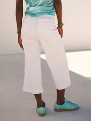 Asha cotton wide leg crop jean - White