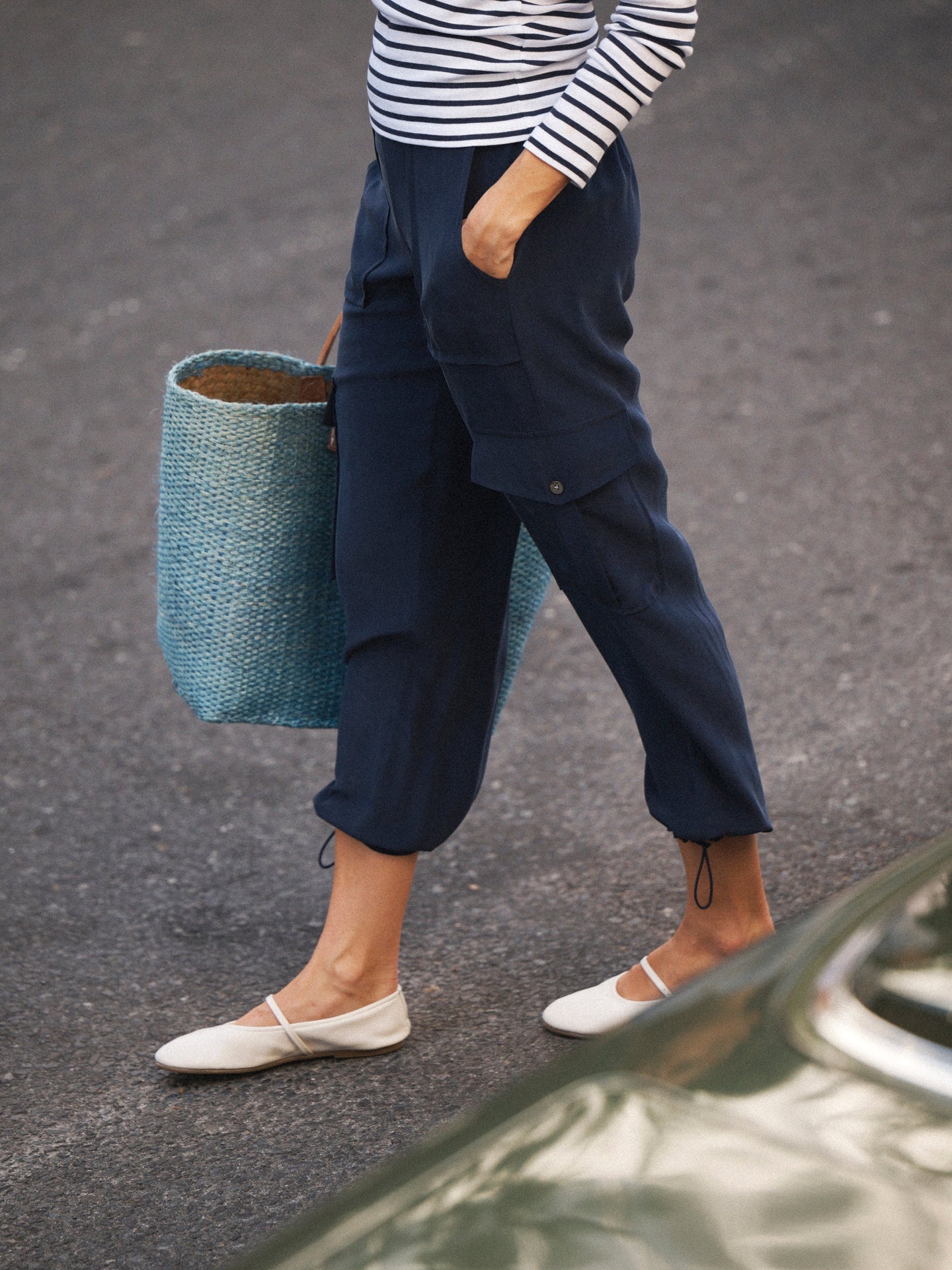 Becca silk cargo pant - Navy
