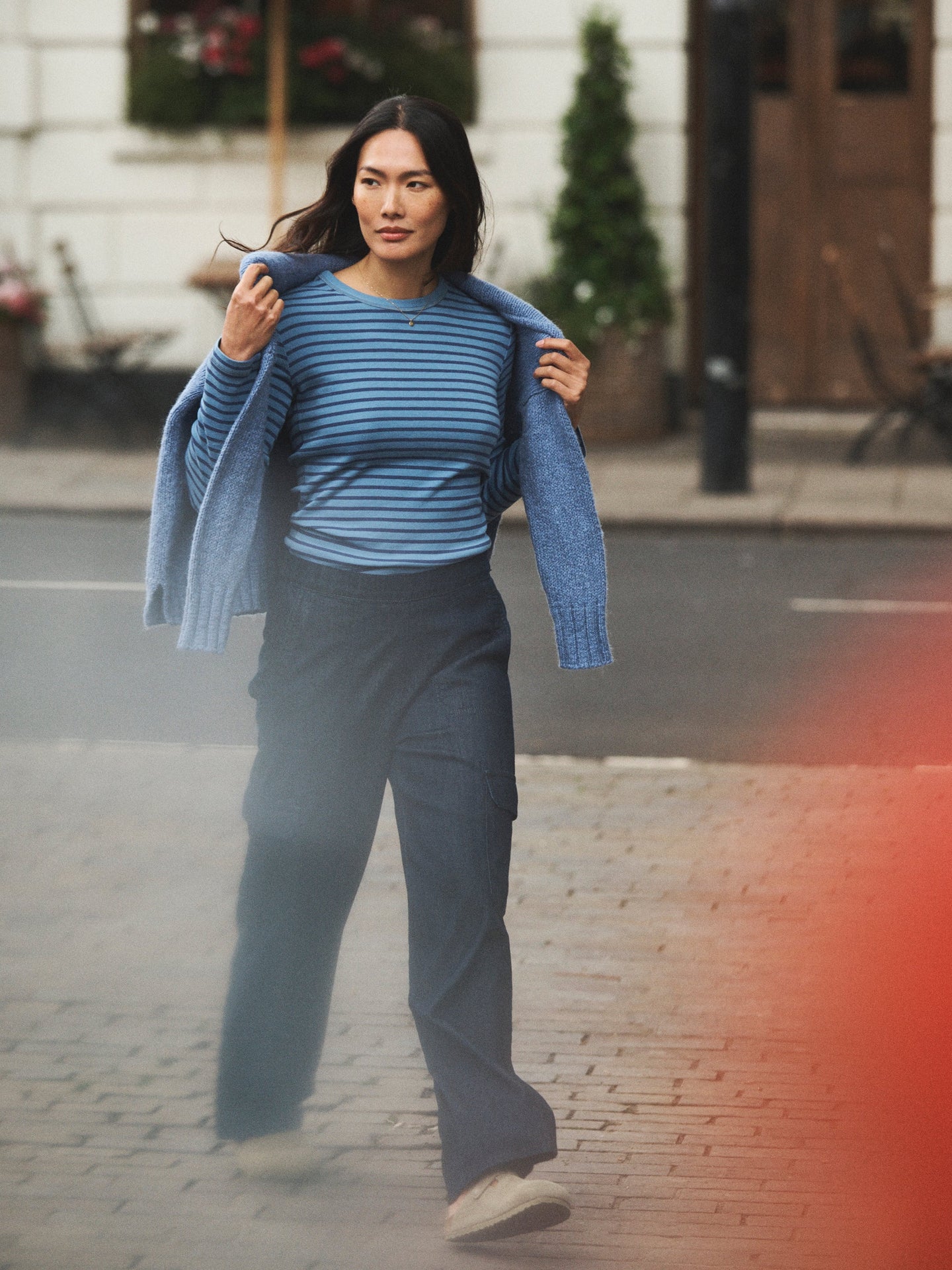 Billie cotton stripe t-shirt - Light Blue & Denim Blue