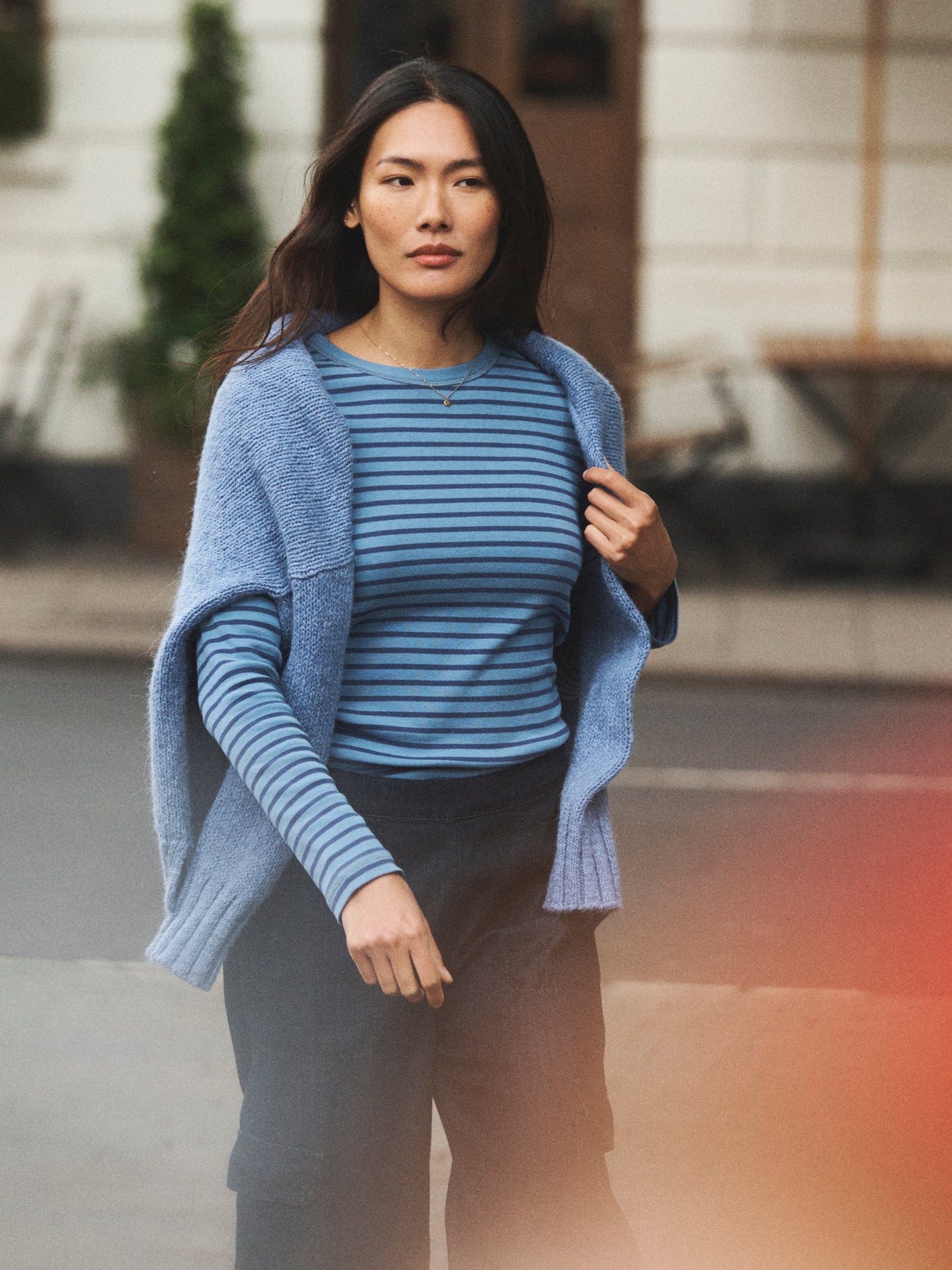 Billie cotton stripe t-shirt - Light Blue & Denim Blue