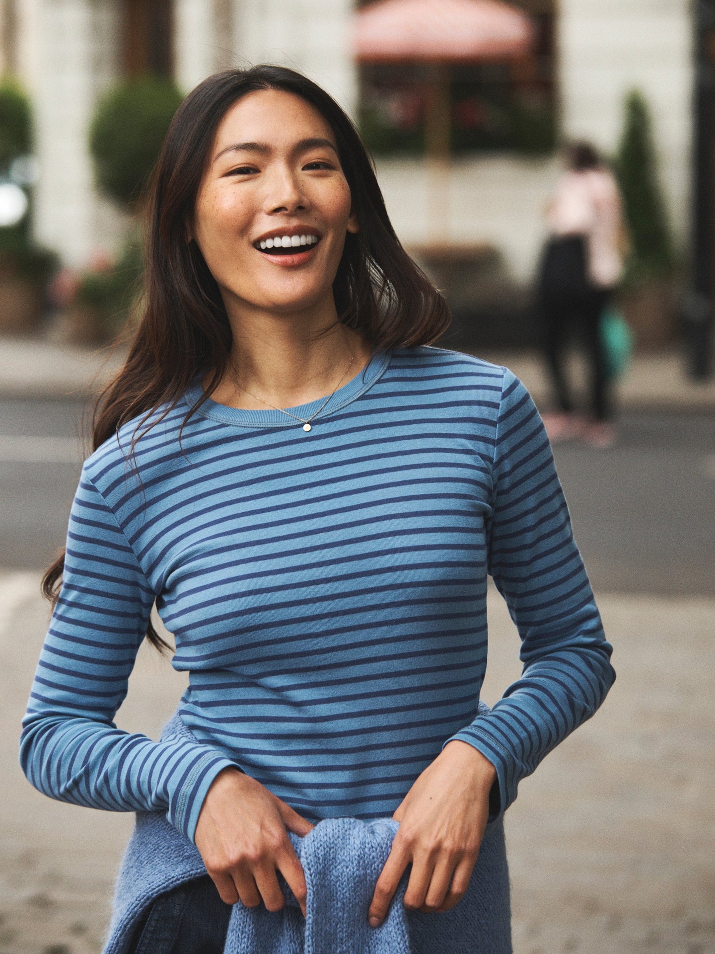 Billie cotton stripe t-shirt - Light Blue & Denim Blue