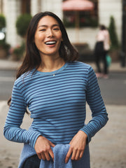 Billie cotton stripe t-shirt - Light Blue & Denim Blue