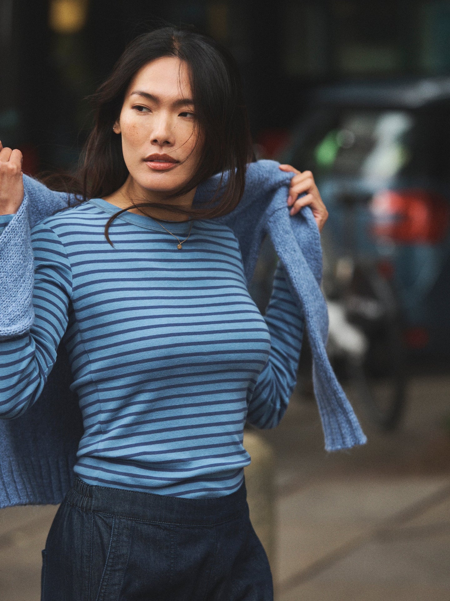 Billie cotton stripe t-shirt - Light Blue & Denim Blue