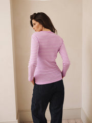 Billie cotton stripe t-shirt - Pink Sorbet & White