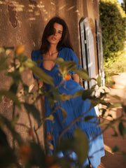 Camille cotton double cloth dress - Cobalt
