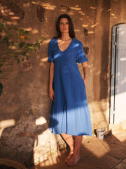 Camille cotton double cloth dress - Cobalt