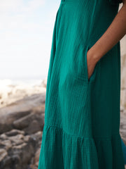 Camille cotton double cloth dress - Sea Green