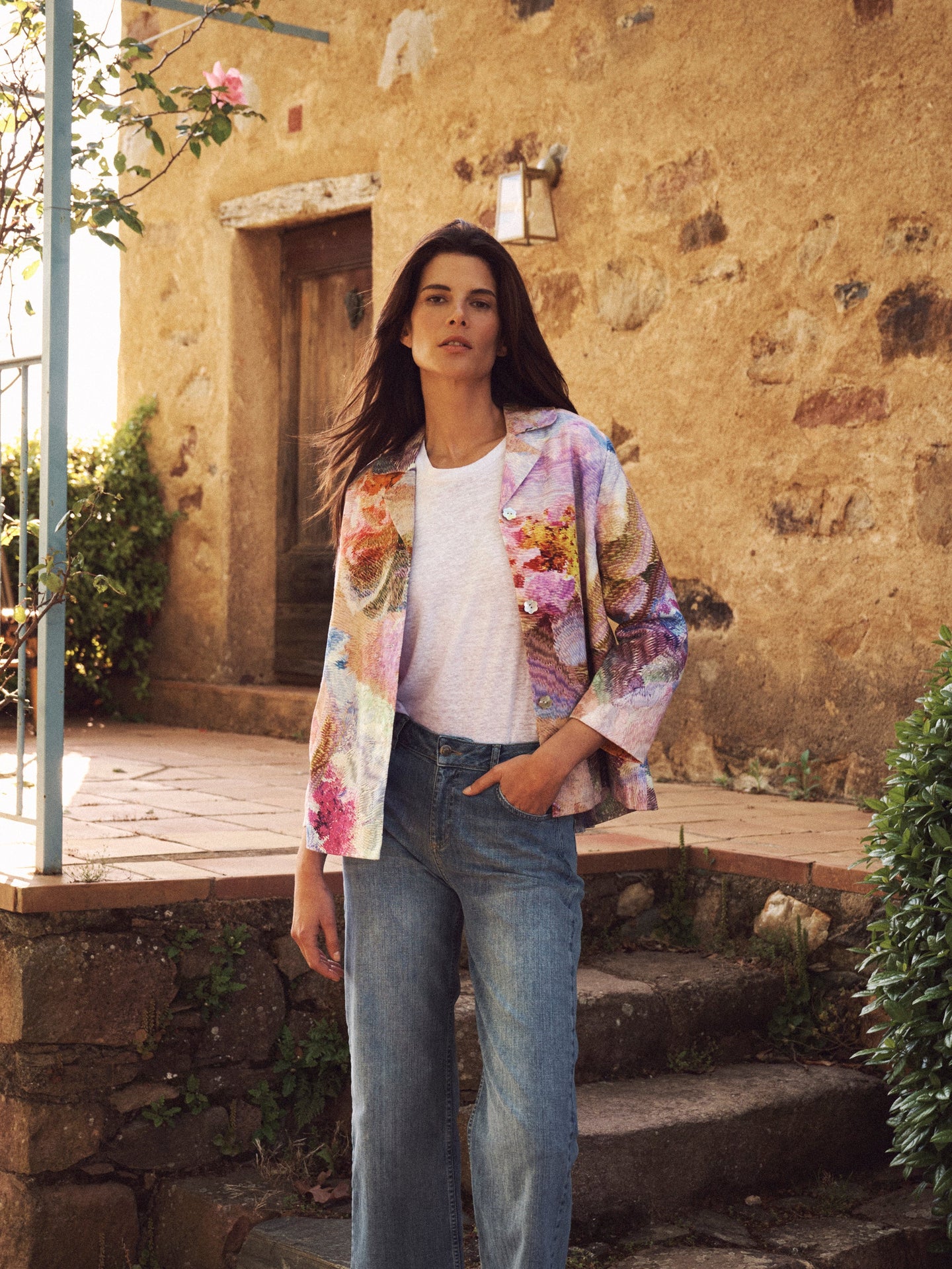 Capulet linen etched flowers jacket