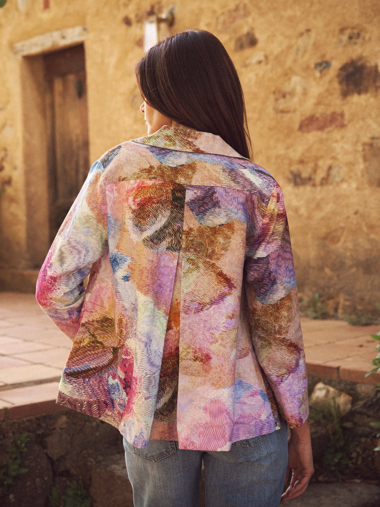 Capulet linen etched flowers jacket