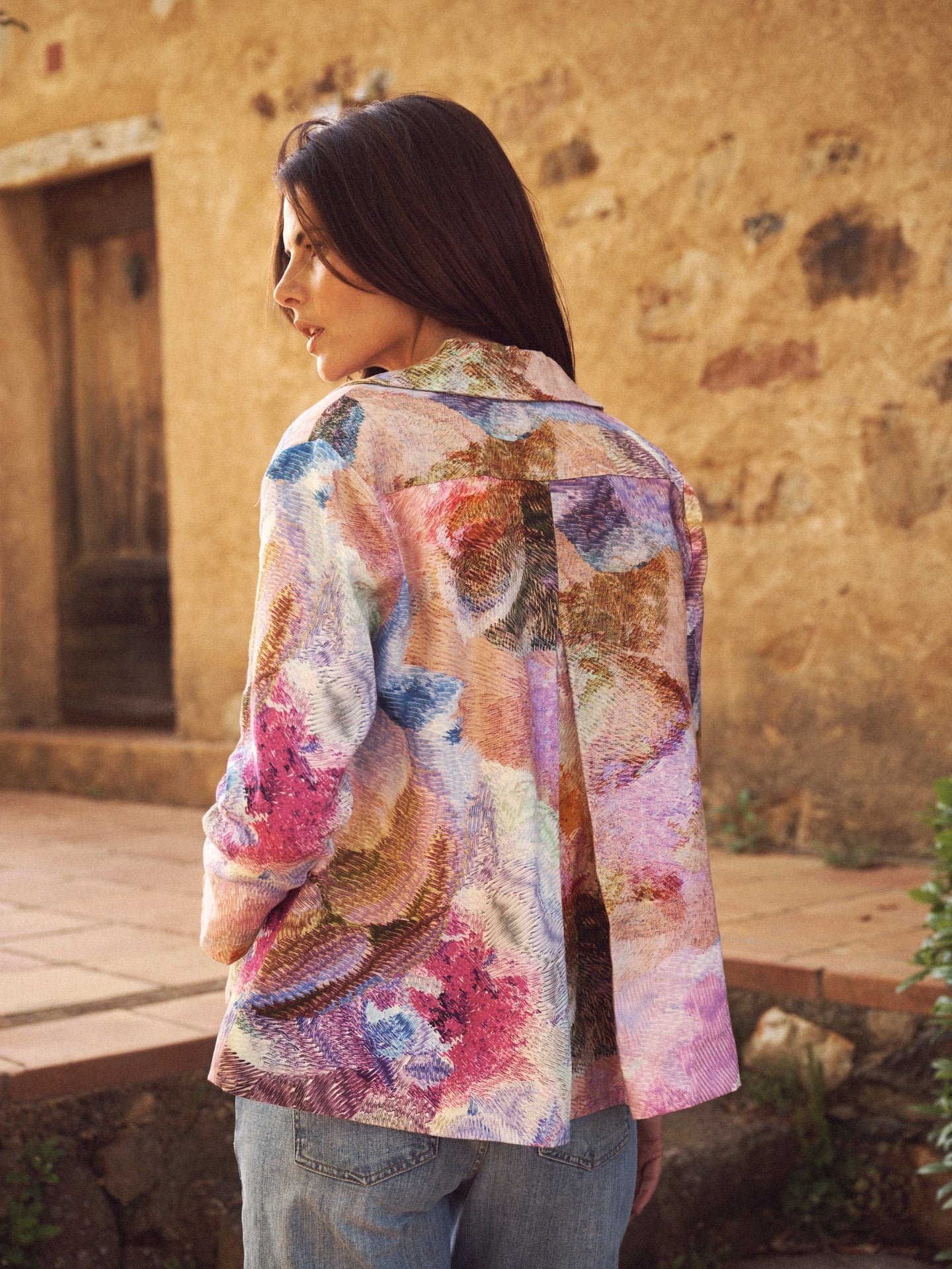 Capulet linen etched flowers jacket