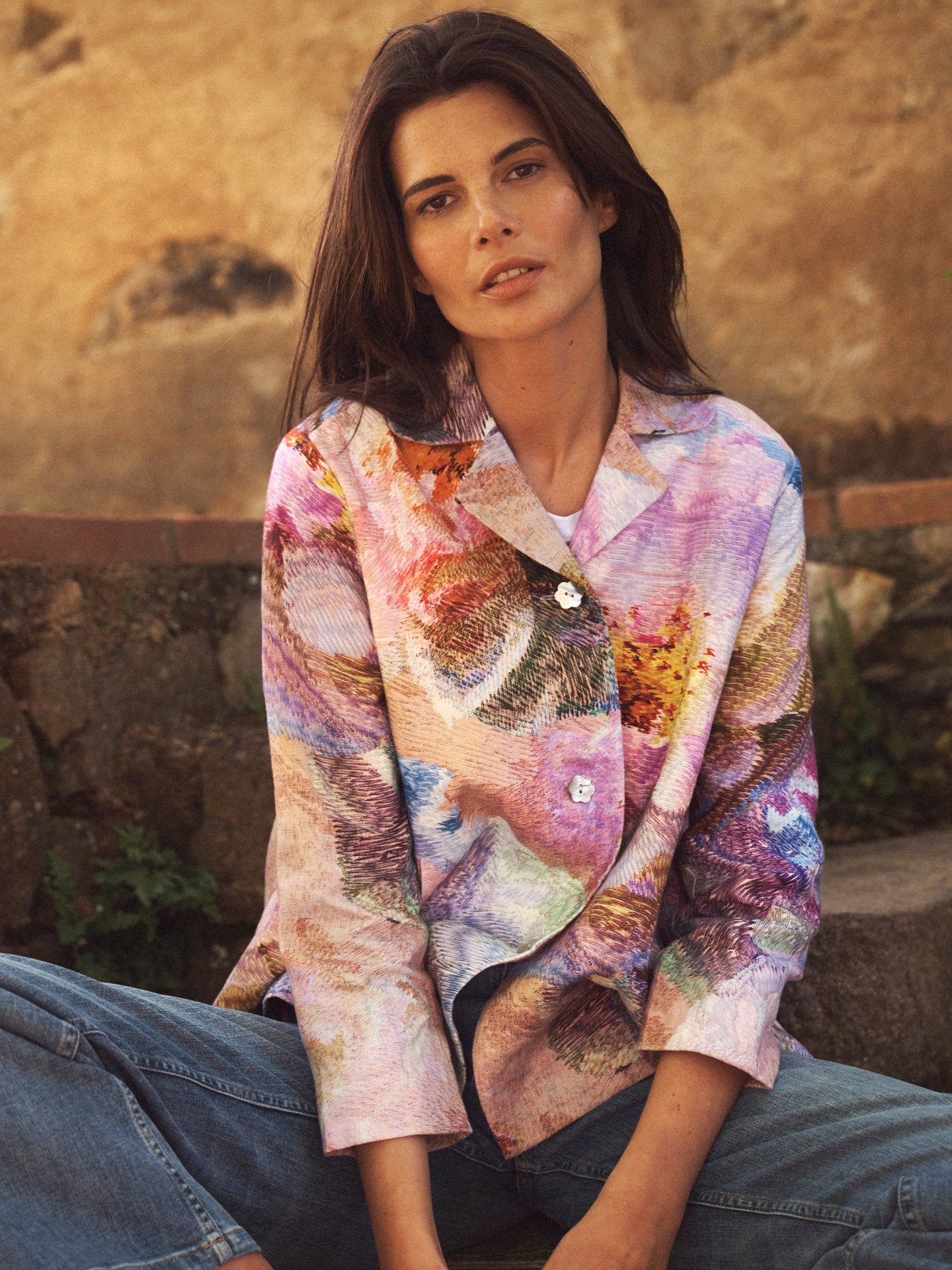 Capulet linen etched flowers jacket