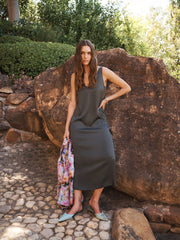 Giselle satin reversible dress - Khaki