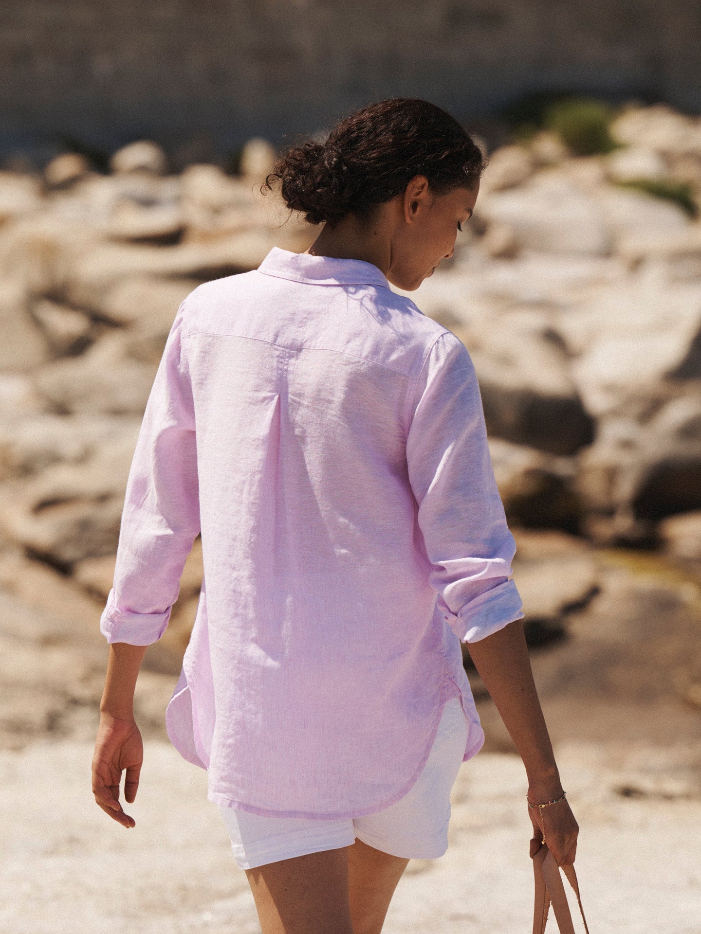Carla linen shirt - Pink / Turquoise