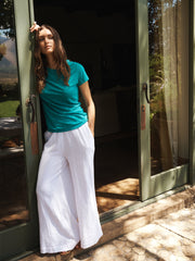 Pippi cotton double cloth trousers - White