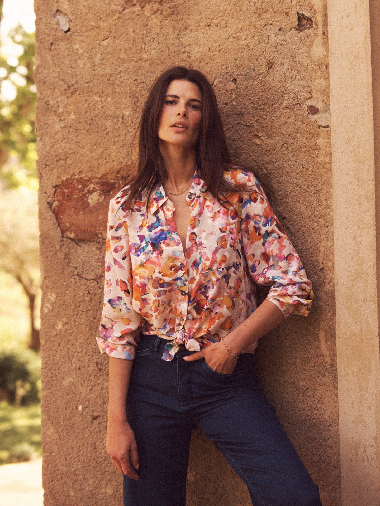 Chiara silk sunset cloud shirt