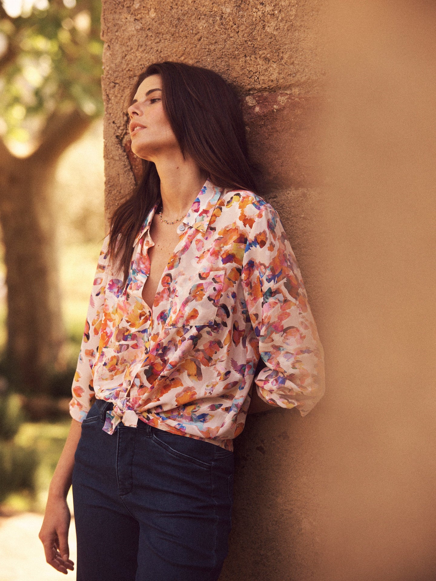 Chiara silk sunset cloud shirt