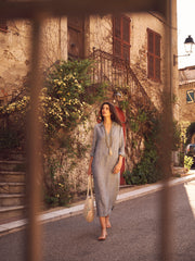 Chrissie linen cross dyed maxi dress - Khaki Grey