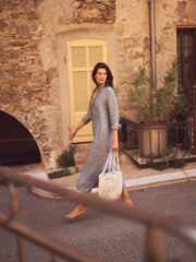 Chrissie linen cross dyed maxi dress - Khaki Grey