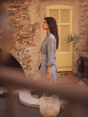 Chrissie linen cross dyed maxi dress - Khaki Grey