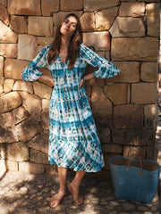 Goldie silk soft check print dress