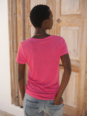 Charlie linen crew neck T-Shirt - Raspberry