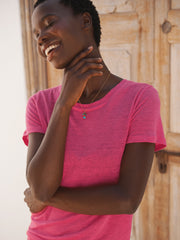 Charlie linen crew neck T-Shirt - Raspberry